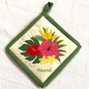 VTG Regency Creations Hawaii Embroidered Pot Holder Hot Pad Hibiscus Floral